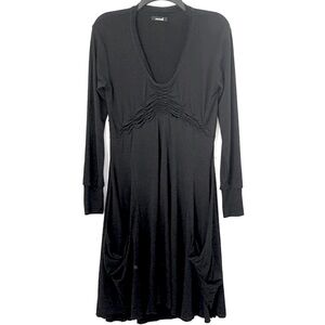 Animale Luxury Jersey Fit & Flare Black Dress